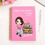 Personalisierter Cartoon Lesefigur 2026 Planer mit Namen Spiralbindung A5 Notizbuch mit Wochenplanung Geburtstag Geschenk für Familie Freunde
