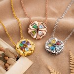 Personalised Dainty Magnetic Petal Flower 3-8 Heart Birthstone Necklace with Engraved Name Anniversary Birthday Gift for Mum Girlfriend