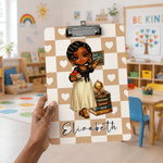 Personalized Cartoon Black Teacher Acrylic Clipboard with Name School Supplies Teacher Appreciation Week Teacher's Day Gift for Teacher