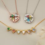 Personalised Dainty Magnetic Petal Flower 3-8 Heart Birthstone Necklace with Engraved Name Anniversary Birthday Gift for Mum Girlfriend