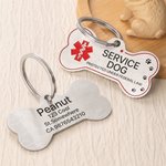 Personalised Bone Shape Service ESA Dog ID Tag with Pet Name Address and Telephone Outdoor Training Use Birthday Gift for Dog Owners