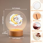 Personalized Cute Cartoon Animal Acrylic LED Night Light with Name and Wooden Base Bedside Decor Birthday Gift for Kids New Parents