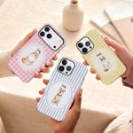 Personalised Watercolour Pet Photo Portrait Striped Phone Case for iPhone Samsung with Name Daily Use Birthday Gift for Pet Lovers