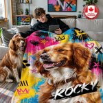 Personalized Graffiti Oil Pet Photo Soft Throw Blanket with Name Ship from Canada Home Decor Daily Use Birthday Gift for Pet Lovers Family