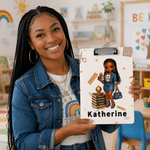 Personalized Cartoon Black Teacher Acrylic Clipboard with Name School Supplies Teacher Appreciation Week Teacher's Day Gift for Teacher