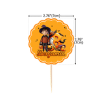 Personalized Halloween Themed Cartoon Character Photo Cupcake Topper with Name and Initial Halloween Party for Children Friend Family