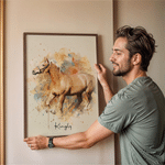 Personalised Watercolor Horse Portrait Photo Canvas Prints with Name Wall Decor Ship from USA Housewarming Birthday Gift for Horse Owner