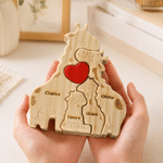 Personalised Wooden Giraffe Family Red Heart Puzzle with 2-5 Names Home Decor Birthday Baby Shower Gift for Family Members