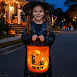 Personalised Halloween Theme Cartoon Initial LED Light Bucket Bag with Name Trick or Treat Halloween Party Gift for Boys Girls