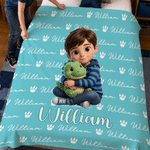 Personalized Hugging Plush Toy Cartoon Character Soft Throw Blanket with Name and Photo Home Decor Birthday Back to School Gift for Kids Boys Girls