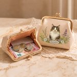 Personalisiertes Haustier-Foto Portemonnaie mit Blumen & Namen | Vintage Geldbeutel mit Bügelverschluss | Muttertag & Geburtstag Geschenk für Frauchen