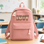 Personalised Colourful Crayon Letter Design Lightweight Corduroy Backpack with Name Back to School Outdoor Activities Birthday Gift for Kid
