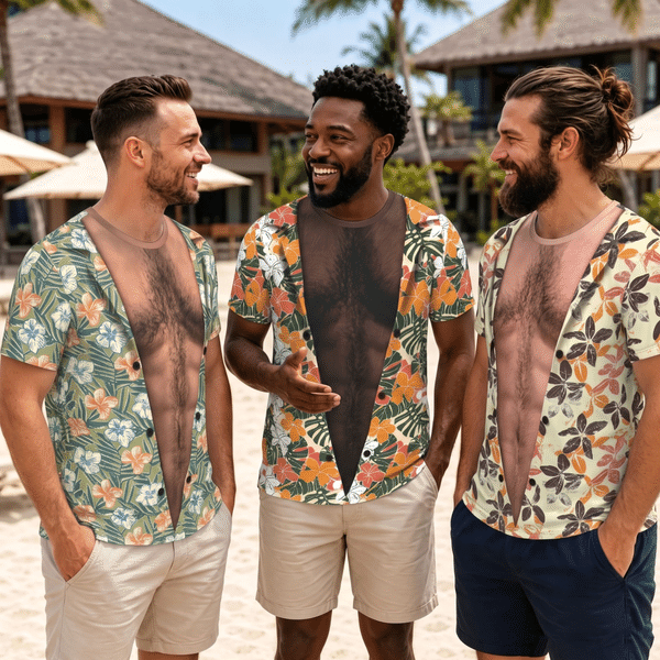 Personalised Funny Fake Muscle Hawaiian Floral T-shirt Daily Wear Beach Party Summer Holiday Gift for Men Husbands Friends