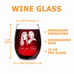Personalized Besties Photo 15 oz Stemless Wine Glass with Name Home Decor Date Night Birthday Gift for Bestie Best Friend