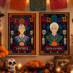Personalized Paper-Cutting Art Photo Design Canvas Prints with Name Home Decor Ship from USA Halloween Day of the Dead Gift for Friends Family