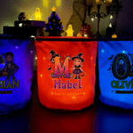 Personalized Magical Spooky Candy Quest Cartoon Character Photo LED Light Trick or Treat Bag with Name and Letter Halloween Party Gift for Kid