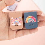 Personalised Rainbow Flower Butterfly Magnetic PU Leather Bookmark Clip with Name Teacher Appreciation Birthday Gift for Teachers Book Lovers