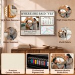 Personalised Couple Photo Calendar Map Canvas Prints with Names and Date Wall Decor Ship from USA Wedding Engagement Gift for Couples Newlyweds