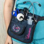 Personalised Birth Flower Stethoscope Multi-Pocket Waist Bag with Name Nurse Appreciation Week Gift for Nurses Doctors