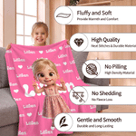 Personalised Multicolour Cartoon Character Photo Soft Throw Blanket with Name Home Decor Birthday Gift for Kids