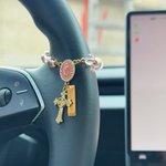 Personalised Virgin Mary Steering Wheel Rosary Charm with Cross and Name Car Decor Baptism Christmas Religious Gift for Christians Women Drivers
