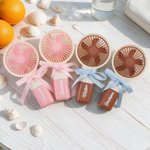 Gepersonaliseerde, schattige draagbare handventilator met strik en naam, voor buitengebruik, bruiloftscadeau voor bruidsmeisjes en weddingplanners