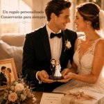 Figura 3D personalizada con foto de pareja de personajes animados y texto decoración de escritorio regalo de boda para parejas