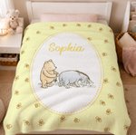 Personalized Classic Winnie the Pooh Cozy Throw Blanket with Name Nursery Decor Birthday Baby Shower Gift for Kid Baby Newborn