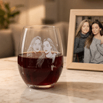 Personalized Besties Photo 15 oz Stemless Wine Glass with Name Home Decor Date Night Birthday Gift for Bestie Best Friend
