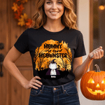 Personalized Spooky Halloween Monster Cat Kid Adult T-shirt Sweatshirt Hoodie with Name Matching Outfit Halloween Gift for Family Cat Lovers
