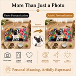 Personalized Graffiti Oil Painting Style Crown Pet Photo Pet Feeding Mat with Name Home Decor Pet Supplies Birthday Gift for Pet Owners Lovers