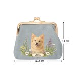 Personalisiertes Haustier-Foto Portemonnaie mit Blumen & Namen | Vintage Geldbeutel mit Bügelverschluss | Muttertag & Geburtstag Geschenk für Frauchen