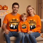 Personalized Spooky Halloween Monster Cat Kid Adult T-shirt Sweatshirt Hoodie with Name Matching Outfit Halloween Gift for Family Cat Lovers
