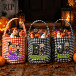 Personalised Cute Halloween Theme Cartoon Wizard Character Photo Bucket Bag with Name and Initial Halloween Party Gift for Kids