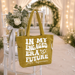 Personalized In My Engaged Era Future Large Capacity Corduroy Tote Bag with Text Travel Essential Engagement Gift for Bride to Be Woman