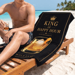 Personalised Queen King of Happy Hour Cocktail Quick-Dry Oversized Beach Towel with Name Beach Party Daily Use Holiday Gift for Couple