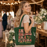 Personalized In My Engaged Era Future Large Capacity Corduroy Tote Bag with Text Travel Essential Engagement Gift for Bride to Be Woman