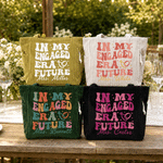 Personalized In My Engaged Era Future Large Capacity Corduroy Tote Bag with Text Travel Essential Engagement Gift for Bride to Be Woman