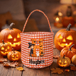 Personalised Halloween Theme Pumpkin Cartoon Character Sweets Basket with Name and Initial Halloween Party Gift for Kids Boys Girls