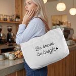 Personalized Minimalist Style Heart Canvas Tote Bag with Name Birthday Gift for Friend Woman