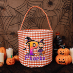 Personalised Cute Halloween Theme Cartoon Wizard Character Photo Bucket Bag with Name and Initial Halloween Party Gift for Kids
