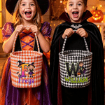 Personalised Cute Halloween Theme Cartoon Wizard Character Photo Bucket Bag with Name and Initial Halloween Party Gift for Kids