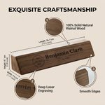 Personalised Wedge Walnut Name Plate Desk Sign with Logo Card Holder Office Decor Promotion Graduation Gift for Colleagues Graduates