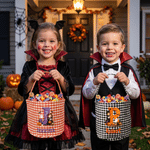 Personalised Halloween Theme Pumpkin Cartoon Character Sweets Basket with Name and Initial Halloween Party Gift for Kids Boys Girls