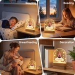 Spersonalizowana lampka nocna LED w stylu 3D z postacią z kreskówki „Chmura i gwiazda”, z drewnianą podstawą i imieniem – idealna do pokoju dziecięcego, prezent urodzinowy dla dziewczynek i chłopców