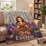 Personalised Book‑Reading Character Photo Soft Throw Blanket with Name and Title Daily Reading Use Living Room Birthday Gift for Book Lovers Family