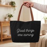 Personalized Minimalist Style Heart Canvas Tote Bag with Name Birthday Gift for Friend Woman