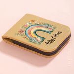 Personalised Rainbow Flower Butterfly Magnetic PU Leather Bookmark Clip with Name Teacher Appreciation Birthday Gift for Teachers Book Lovers