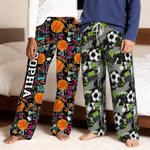 Pantalon de pyjama doux et coloré, sur mesure, sur le thème des sports de balle, avec nom et numéro – Cadeau d'anniversaire pour rendre hommage à une équipe, idéal pour les passionnés de sport de la f