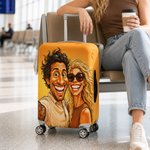 Personalized Exaggerated Comic Photo Luggage Cover Fits 18-32 Inches Suitcase Daily Use Travel Accessories Birthday Gift for Travel Lovers Couple